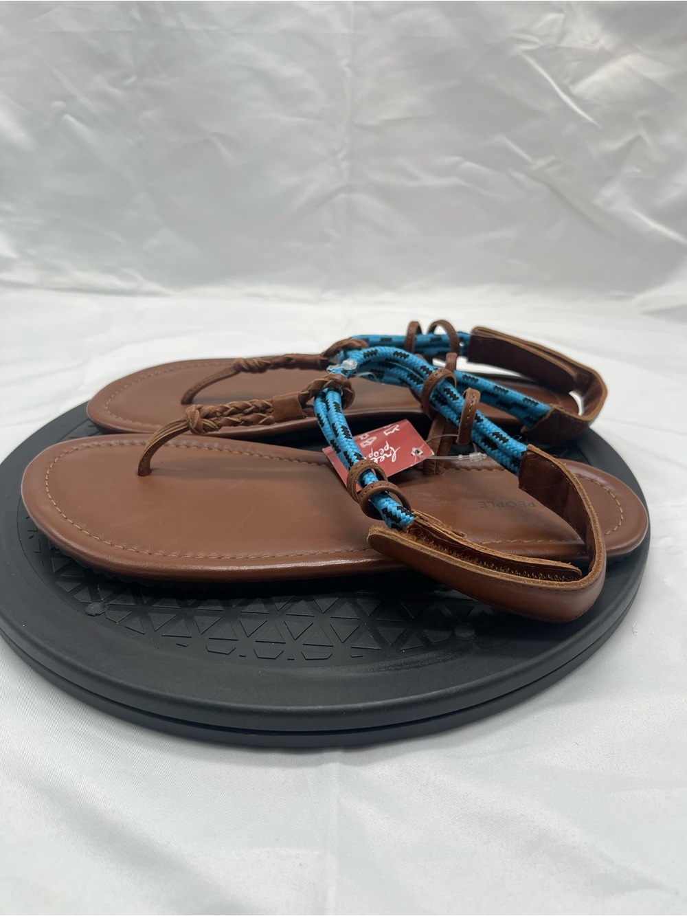 NEW Free People Island Hopping Women's Brown & Blue Strappy Flat Sandals Size 8